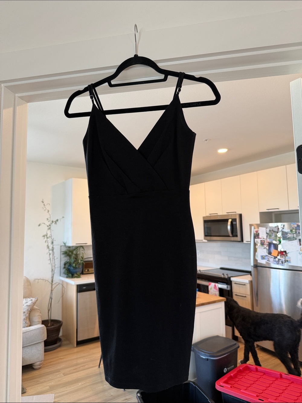 Lulu's Black V-Neck Midi Sheath Dress